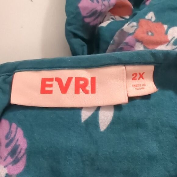 EVRI Green Floral Sleeveless Blouse - Picture 5 of 6